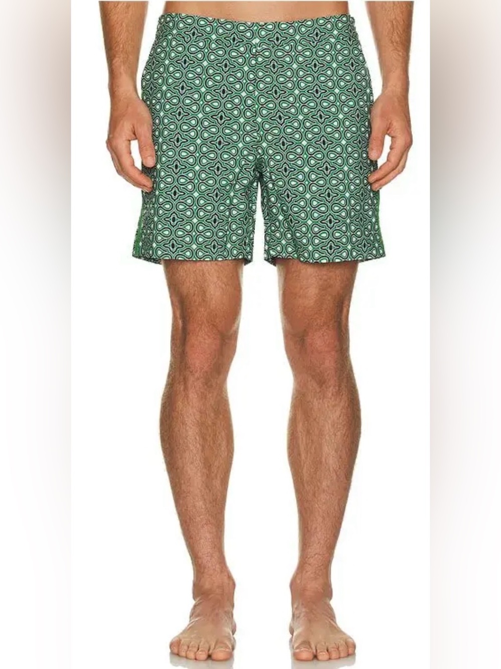 🌊 Fair Harbor The Sextant Trunk Green Geometric Swim Shorts Size 30 🌊